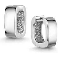 Materia Paar Creolen Damen Ohrringe SIlbercreolen eckig breit SO-228, 925 Sterling Silber, rhodiniert