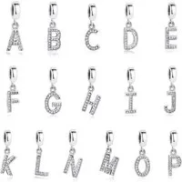 PANDACHARMS Buchstabenanhänger Alphabet Buchstabe A-Z für Charm Armband, 925 Silber, Zirkonia