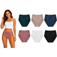 EloModa Taillenslip Damen Slips 6er Pack Baumwolle – bequem & atmungsaktiv (6-St) atmungsaktiv, hautfreundlich, elastisch, formbeständig