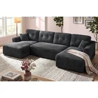 VASAGLE Wohnlandschaft U-Form, 6-Sitzer Modulares Cord Sofa, mit Kissen B: 336 cm, flexibel kombinierbar, Ecksofa,Schlafsofa für Wohnzimmer, Couch L-Form