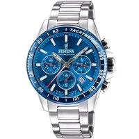Festina Quarzuhr Festina Herrenarmbanduhr F20560/3 Edelstahl blau/rot