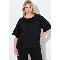 Ulla Popken Sweatshirt Sweatshirt Ziersteine Rundhals Halbarm Modalmix