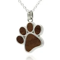 NaturSchatulle Kette mit Anhänger Paw Light (Pfote Kettenanhänger, Holzschmuck), 925 Silber, Handmade in Germany, Nachhaltig & Natürlich