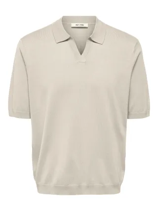 ONLY&SONS - ONSWYLER RLX 12 SS SPLIT KNIT NOOS Silver Lining - Gr. - M