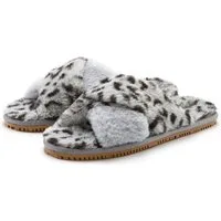 LASCANA Mule, Sandale, offener Schuh, Hausschuh, Pantoffel, Pantolette mit Leo Print VEGAN