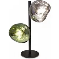 Licht-Erlebnisse Tischleuchte CLONLINA, ohne Leuchtmittel, Glas Weiß Grün Metall E14 40 cm Lava-Glas verspiegelt Schlafzimmer