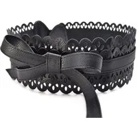 EloModa Taillengürtel Damen Gürtel Bindegürtel Schwarz Boho Taillengürtel Lochmuster Elastis (1-St)