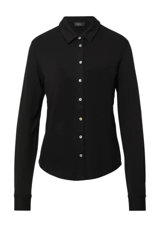 s.Oliver BLACK LABEL - Jerseybluse mit Perlmuttknöpfen schwarz - Gr. - 44