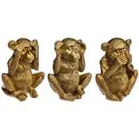Atmosphera Créateur d'intérieur Dekofigur Dekofiguren AFFEN, 3 Stück, Polyresin, H. 17 cm, golden (Deko-Objekt, Deko-Objekt)