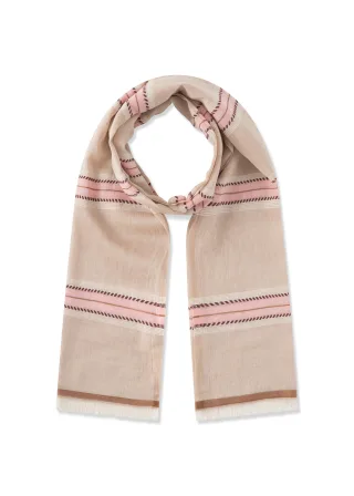 Schal aus feiner Baumwollmischung mit Streifen beige - Gr. - one size