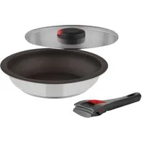 Kuppels Pfannen-Set QUICK CLACK PRO, 18/10 (5-tlg., vielfach kombinierbar), besonders platzsparend, abnehmbare Griffe