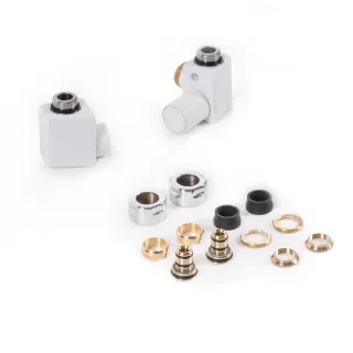 Terma Set Regelventil DEXTER GZ 1/2" - Ø16x2, Ø15 rechts, TGERCD1-BI, Weiß TGERCD1-BI