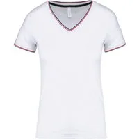 Kariban Rundhalsshirt Damen T-Shirt Ladies piqué knit V-neck T-shirt