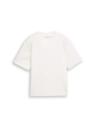 TOM TAILOR Denim - boxy T-shirt mit Stickerei weiß - Gr. - XS