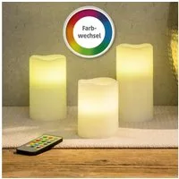 Haushalt International LED-Kerze, 3er Set - Mit Fernbedienung - Farbwechselnd