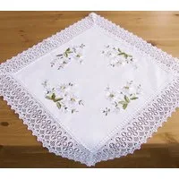 matches21 HOME & HOBBY Tischdecke Mitteldecke Stick Voile Stoff mit Häkelkante 60x60 cm (1-tlg)