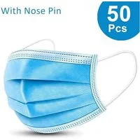 LA CUTE Gesichtsmaske Einweg Op Maske Gesichtsmaske Medizinischer Mund-Nasen-Schutz, 50-tlg., Drei-lagiger Schutz, integrierte Nasenklemme, komfortable Ohrschlaufen