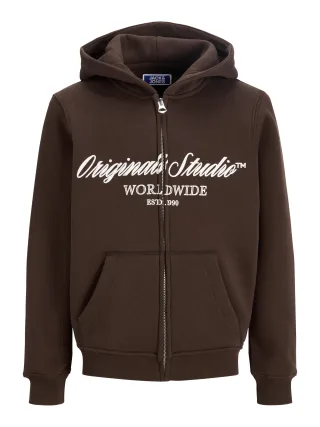 JACK&JONES - JORNORREBRO FRONT SWEAT ZIP HOOD JNR Braun - Gr. - 176