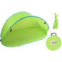 ELLUG Strandmuschel XXL Pop-up Wurfzelt Strandmuschel grün mit Heringen & Tragetasche, Personen: 4