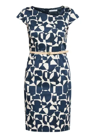 Betty & Co - Etuikleid Dark Blue/Nature - Gr. - 44