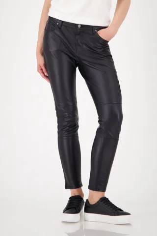 monari - Röhrenhose mit Lederoptik schwarz - Gr. - 44