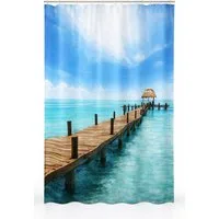 Clever-Kauf-24 Duschvorhang Textil-Duschvorhang Steg, multicolor, BxH 180x200cm, Breite 180 cm (1-tlg)