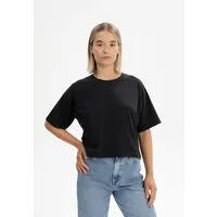 MELA Kurzarmshirt Cropped T-Shirt Style DESNA Fein gerippter Kragen