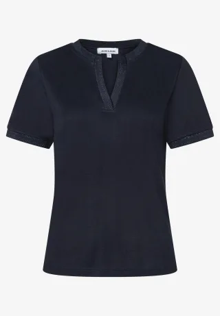 MORE & MORE - Shirt mit Glanzkante blau - Gr. - 40