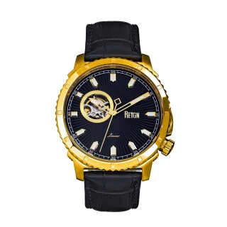 Reign Bauer Automatikuhr mit Semiskelett und Lederarmband