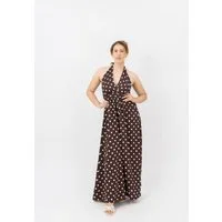 Elara Maxikleid — Damen Sommerkleid mit Punkten, Neckholder und elastischem Rücken