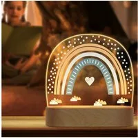 GRAVURZEILE LED Nachtlicht für Kinder, Beruhigend und Energiesparend - Regenbogen Design Blau, LED, 3 Lichtmodi: Warm- Kalt- und Mischweiß, Geschenk für Kinder & Baby