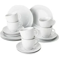Levelone Kaffeeservice Mira Geschirrset für 6 Personen Weiß, 6 Personen, Porzellan