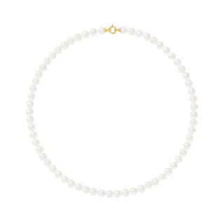 Collier Rang PRINCESSE Perles d'Eau Douce Rondes 7-8 mm Blanches Fermoir Prestige Or Jaune 18 Carats
