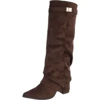 Ital-Design Elegante Stiefel mit hochwertigem Material und bequemem Design High-Heel-Stiefel (91154579) Blockabsatz Stiefel in Braun