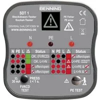 Benning Spannungsprüfer Benning SDT 1 Steckdosentester CAT III 300 V LED, LCD, (SDT 1)