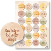 Logbuch-Verlag Dekofigur 24 Motivationssticker Sprüche - in Naturtönen positives Mindset Ø 4 cm