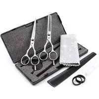 Haryali London Haarschere Friseurscheren-Set, Haarschere & Effilierschere, 6,5 Zoll, (Friseur, 2-tlg., comb, cleaning cloth, cutting scissor, thinnng scissor), Bis zu 6,5 Zoll langes Premium-cmfert