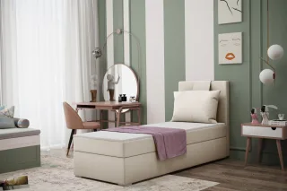 Boxspringbett Schlafzimmerbett SALMA 70x200cm in Stoff Soro Beige