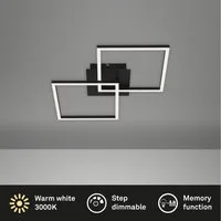 Briloner Leuchten Deckenleuchte LED Deckenlampe Rahmenleuchte Wohnzimmer Schlafzimmer, LED fest integriert, Deckenlampe, 75x47x7,3cm, Schwarz, 48W, Wohnzimmer, Schlafzimmer