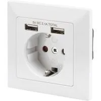 Sicherheits-Steckdose Unterputz, mit 2x USB-A weiß