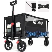 Sekey Bollerwagen 160L 150KG Bollerwagen Faltbar Handwagen mit Bremsen Camping Einkaufen, Klappbar Transportwagen Geländetauglich Gartenwagen
