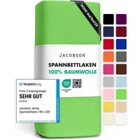 Jacobson Spannbettlaken BOXSPRING & ÜBERLÄNGE aus 100% Baumwolle, für hohe & lange Matratzen, Jersey Bettlaken 160 g/m²
