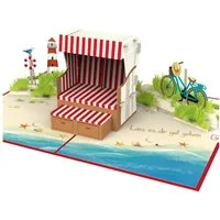 papercrush Abschiedskarte Alles Gute zum Ruhestand Strandkorb Pop-Up Karte, Handgemacht
