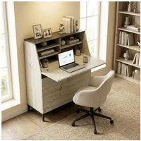 HOMCOM Schreibtisch Moderner Industrieller Computertisch (Sekretär-Schreibtisch, 1-St., Bürotisch), Klappbare Arbeitsstation mit viel Stauraum
