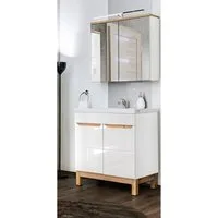 Lomadox Badmöbel-Set SOLNA-56, (Spar-Set, 2-St), weiß 80/200/46 cm