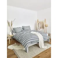 Irisette Bettwäsche Irisette Wave Mako-Satin Bettwäsche 135x200 Streifen blau silber Melan, Mako-Satin, 2 teilig, für Sommer und Winter