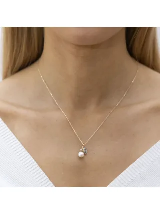 Fascination by Ellen K. Halskette 375 Gold mit Blautopas (beh.), Perle wei und Zirkonia