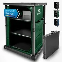 Nordmut Campingschrank Campingküche faltbar 60x51x80 cm Outdoor Schrank (mobiler Camping Organizer 1-St. mit Türen & Fächern, Stahlrahmen, Tragetasche, wetterfest) klappbar, mit Türen, mehrere Fächer, Tragetasche