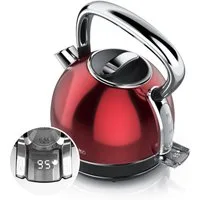 Arendo Wasserkocher Edelstahl Retro Vintage Wasserkessel mit Temperatureinstellung, 1,7 l, 2200 W, LED Anzeige mit Touch Panel, Warmhaltefunktion, Zwischenmessung