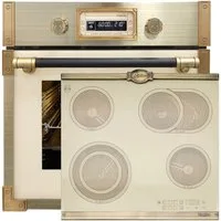 Kaiser Küchengeräte Backofen-Set Herd Set Autark Retro Einbau Backofen Elektro, 73 L mit Glaskeramik Kochfeld 60cm Einbau Herd 4 QuickHeat-Kochzonen Hi-Light EH 6427 ElfAD+KCT 6185 ElfEm, mit 1-fach-Teleskopauszug